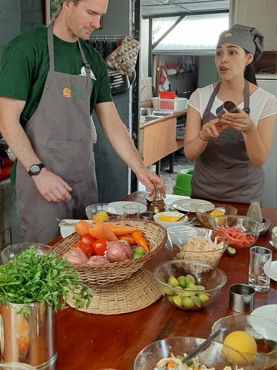 Local ingredients prepared for an Andean Peruvian cooking class